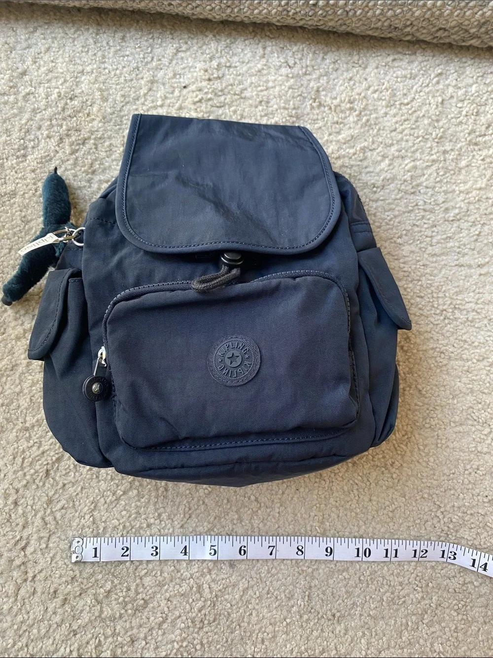 Kipling Navy City Pack Mini Backpack with Monkey Keychain NWT